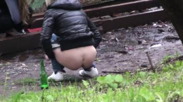 Blonde White Girl Public Peeing